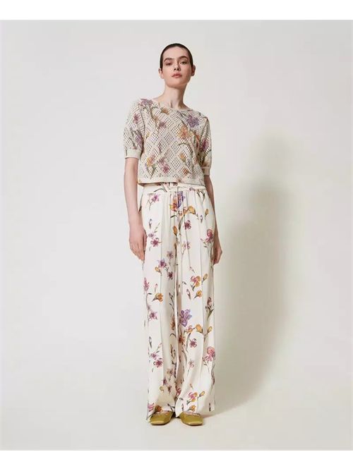 pantalone donna floreale TWINSET | TP2776/12329